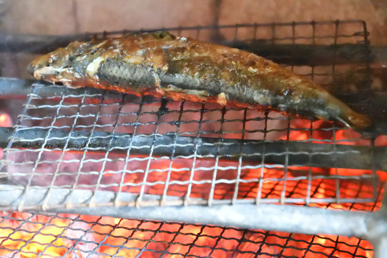 薪ストーブの炉内で完璧に魚を焼く方法